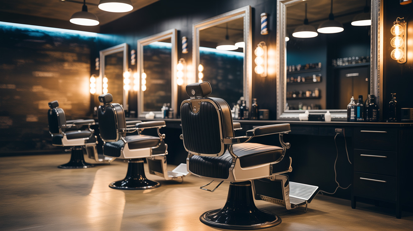 Interior premium da WS Barbearia
